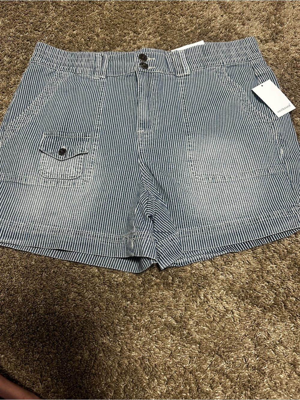 Westbound Blue and White Pinstripe Bermuda Shorts